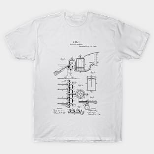 Bottleing Machine Vintage Patent Hand Drawing T-Shirt